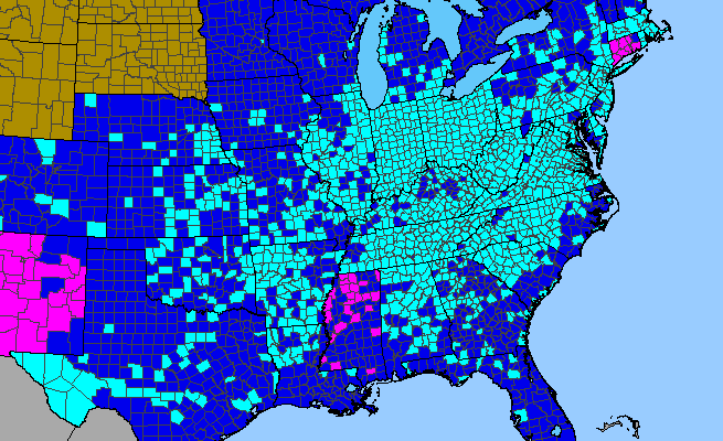 The range of Ailanthus altissima