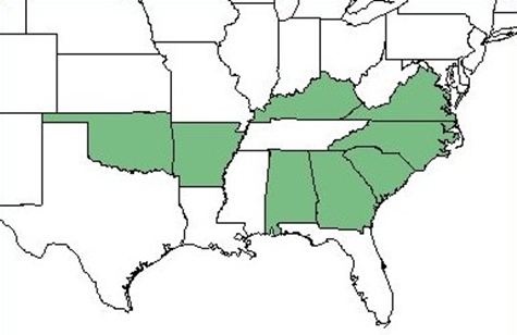 The range of Amelanchier alabamensis