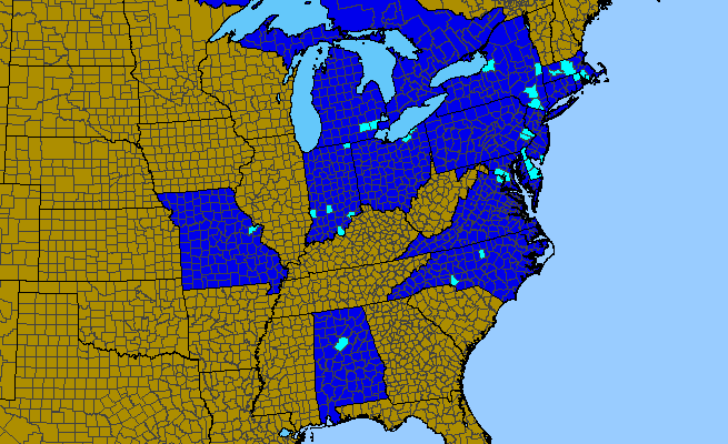 The range of Galanthus nivalis