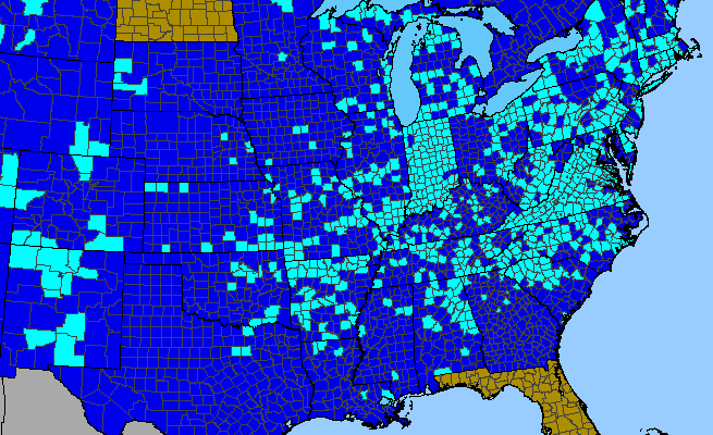 The range of Lathyrus latifolius