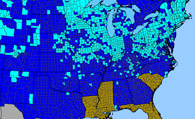 The range of Lotus corniculatus