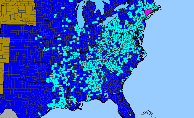 The range of Persicaria longiseta