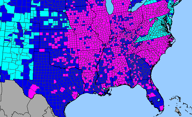 The range of Plantago lanceolata