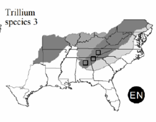 The range of Trillium freemanii