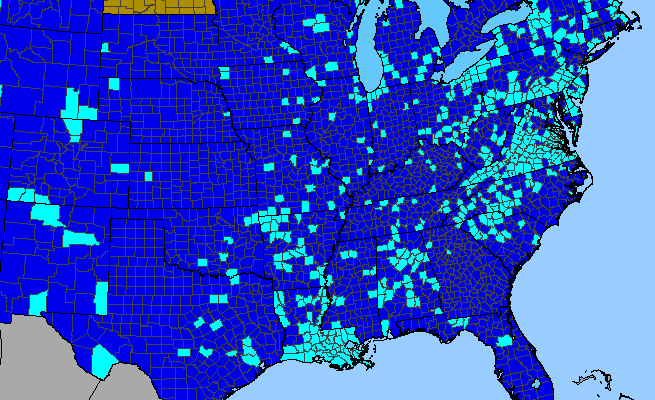 The range of Veronica persica
